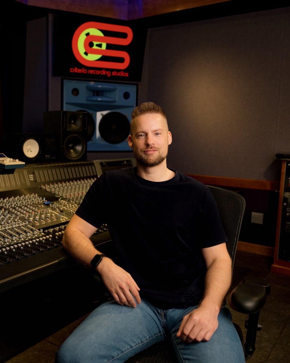 Koen Heldens at the console, Criteria Recording Studios